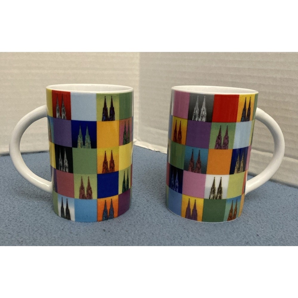 Cologne (Germany) Koln Cathedral Colorblock Handled Skinny Mug‎ - Set of 2
